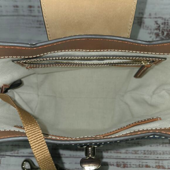 Dooney & Bourke Pebble Leather Turn lock Sac 30 Shoulder Bag Jeans Blue NWOT - Picture 8 of 14